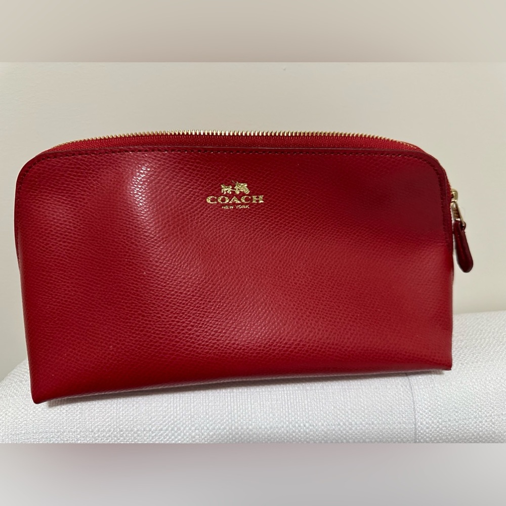 Coach red leather make-up bag. Brand new with tags